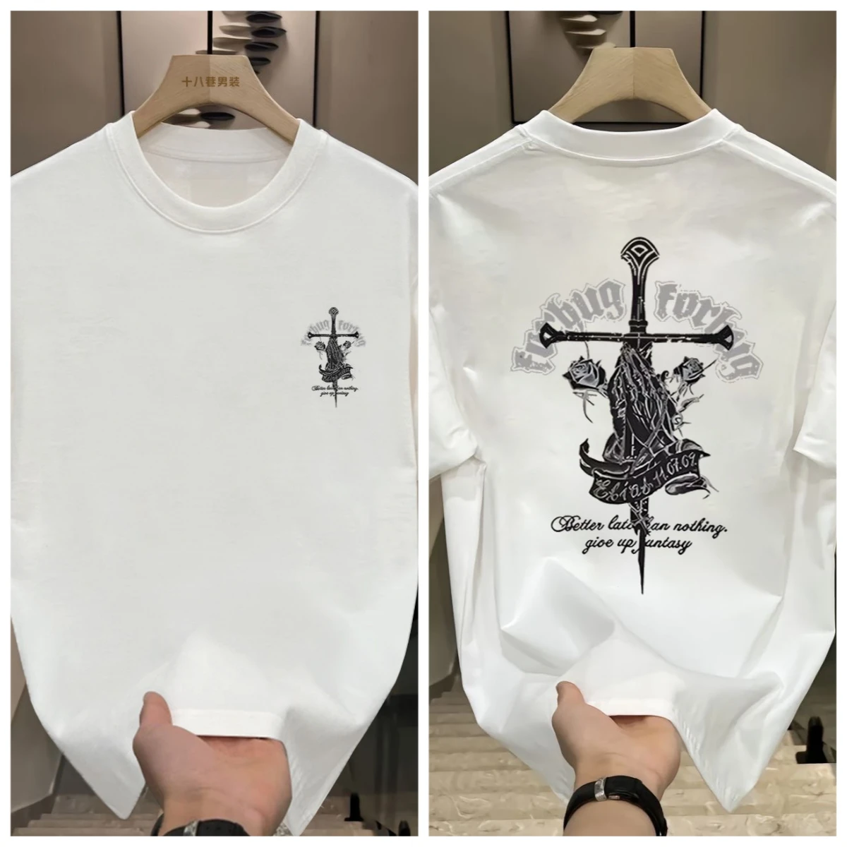 T-shirt Men's Summer Cross American High Street Tide Brand Pure Cotton Heavy Ruffian Handsome Loose Half-sleeved T-shirt Sports
T-shirt Men's Summer Cross American High Street Tide Brand Pure Cotton Heavy Ruffian Handsome Loose Half-sleeved T-shirt Sports