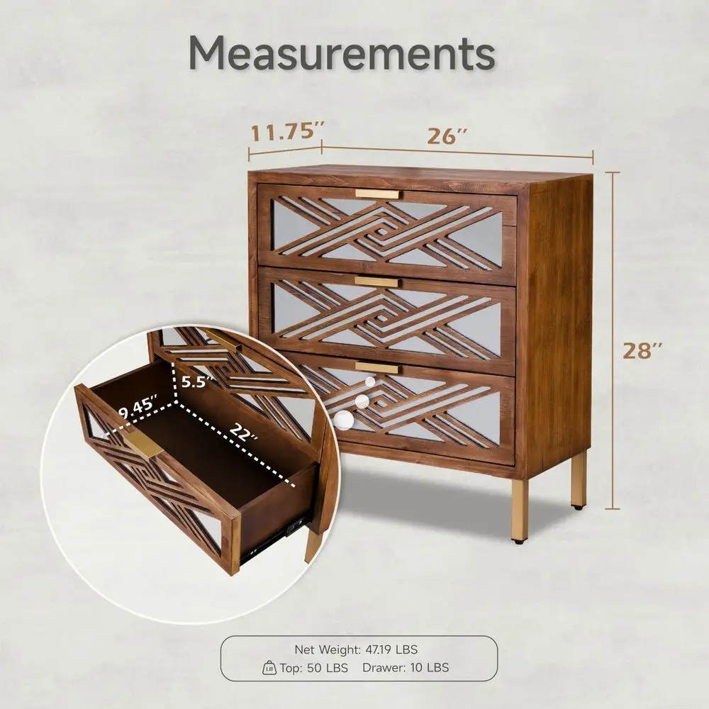 3Drawer Accent Dresser, Geometric Mirror Front Drawer Organizer Chest with Metal Handles amp Legs Modern Living Room, Entryway,
3Drawer Accent Dresser, Geometric Mirror Front Drawer Organizer Chest with Metal Handles amp Legs Modern Living Room, Entryway,