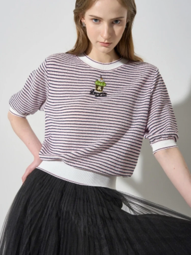 Sweet Korean Sle Knitted Top ort Sve Embroidered Stripes Cartoon Design Age-Defng Cute Faion for Young Women
Sweet Korean Sle Knitted Top ort Sve Embroidered Stripes Cartoon Design Age-Defng Cute Faion for Young Women