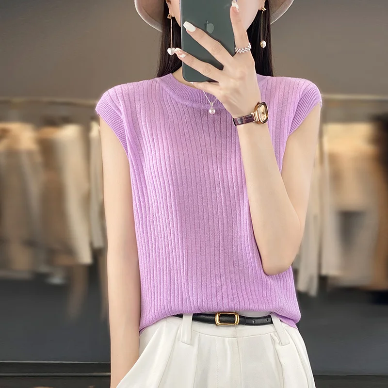 Women's summer new wool imitation T-shirt casual solid color knitted short sleeved O-neck pullover loose top fashionable sweater
Women's summer new wool imitation T-shirt casual solid color knitted short sleeved O-neck pullover loose top fashionable sweater