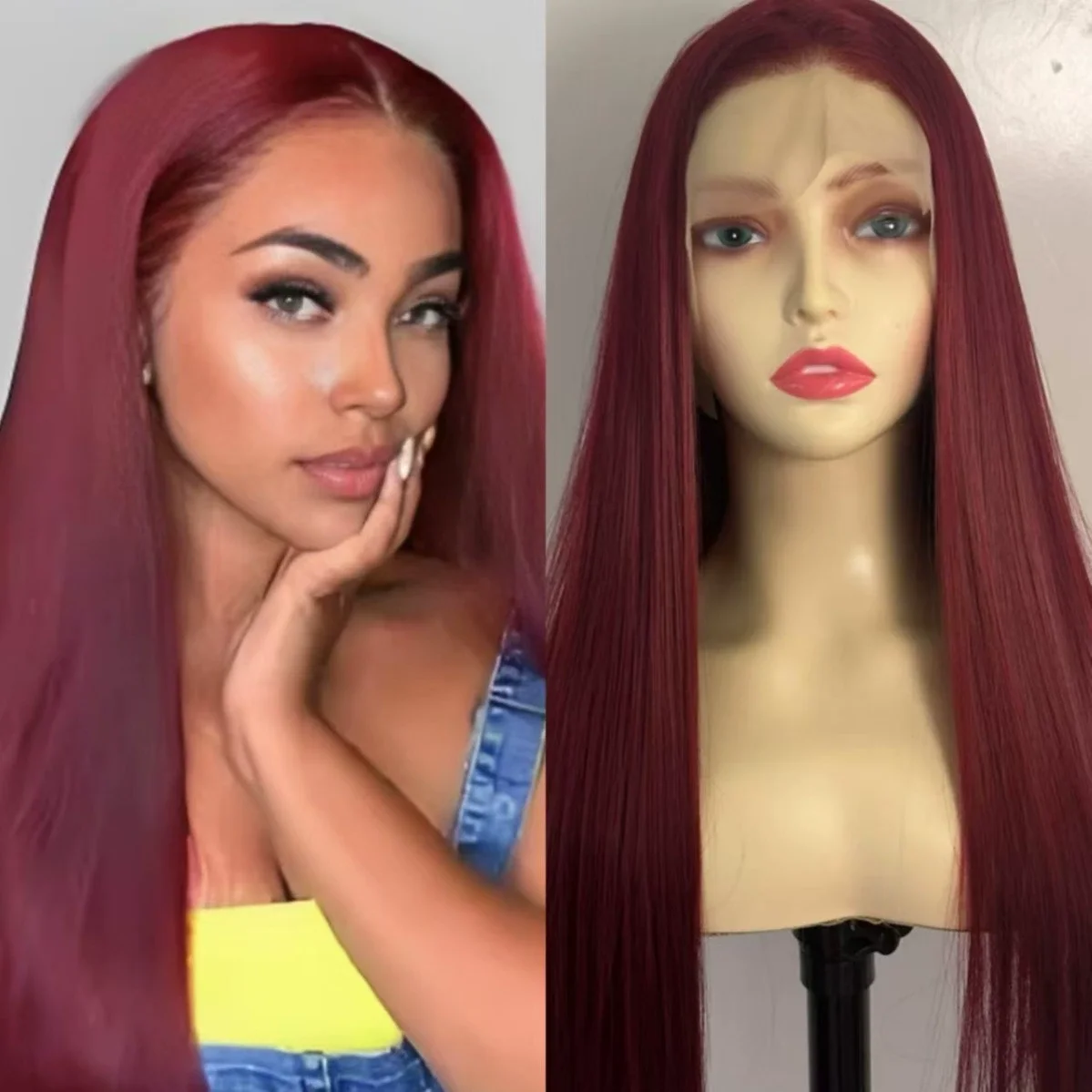 Cross-border new burgundy heat-resistant fiber natural wig high simulation long straight hair cosplay
Cross-border new burgundy heat-resistant fiber natural wig high simulation long straight hair cosplay