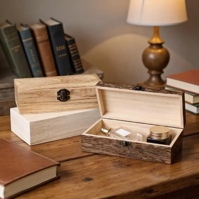 Rectangular desktop organizer retro wooden jewelry storage box for necklaces, bracelets, rings, and accessories
Rectangular desktop organizer retro wooden jewelry storage box for necklaces, bracelets, rings, and accessories
