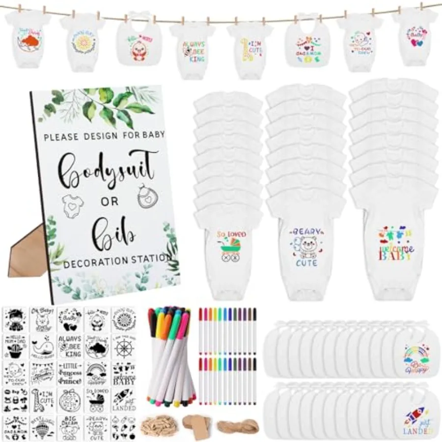 201 Pcs Baby Shower Set Baby Shower Game Sign Baby Bib Bodysuit White Baby Bib Newborn Bodysuit Baby Shower White Decorating Ki
201 Pcs Baby Shower Set Baby Shower Game Sign Baby Bib Bodysuit White Baby Bib Newborn Bodysuit Baby Shower White Decorating Ki