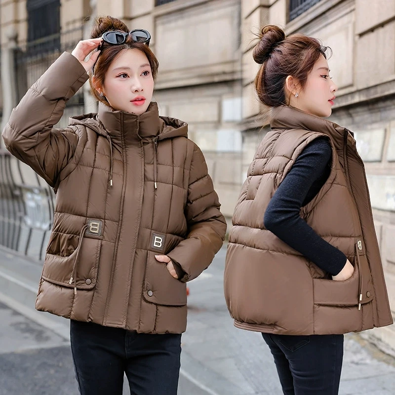 Winter Down Cotton Jacket Women Parkas New Sleeves Detachable Two Wear Vest Short Cotton Padded Jacket Coat Female Outerwear
Winter Down Cotton Jacket Women Parkas New Sleeves Detachable Two Wear Vest Short Cotton Padded Jacket Coat Female Outerwear