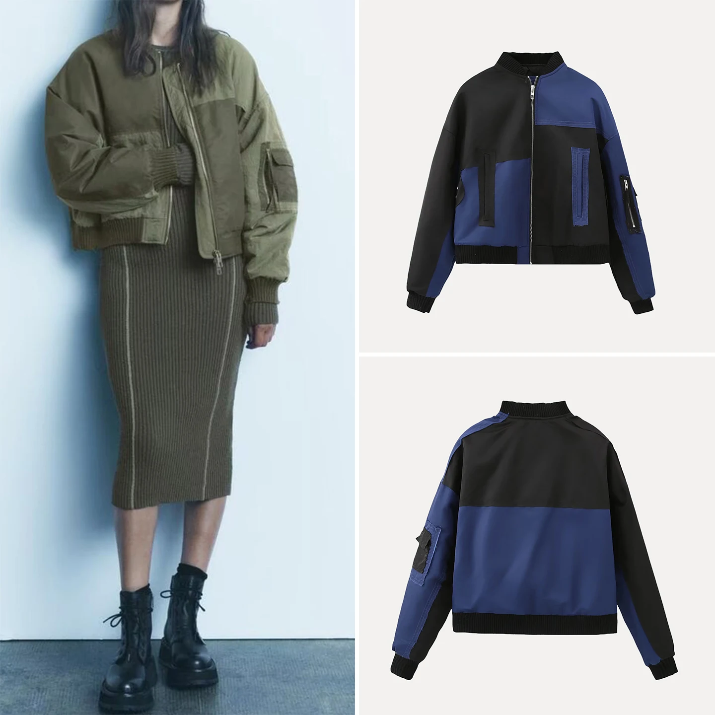 Women's Faion Patchwork Long Sve Zipper Pilot Jaet Autumn 2025 Z Loose Fit ort Coat Daily Wear
Women's Faion Patchwork Long Sve Zipper Pilot Jaet Autumn 2025 Z Loose Fit ort Coat Daily Wear