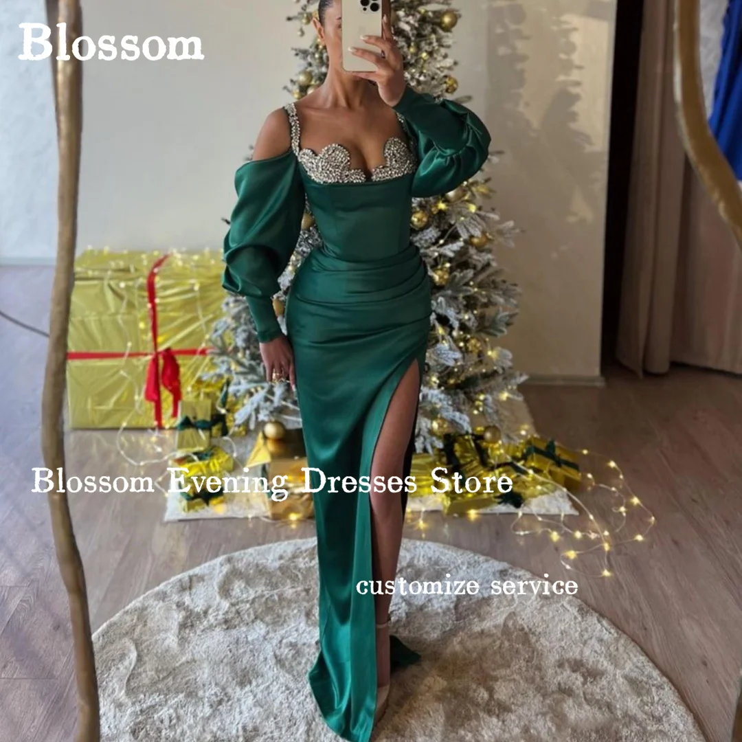 Off Shoulder Crystal Prom Dresses Puff Long Sleeves Mermaid Side Slit Sexy Green Formal Evening Dresses 2024 Party Gown Robe De
Off Shoulder Crystal Prom Dresses Puff Long Sleeves Mermaid Side Slit Sexy Green Formal Evening Dresses 2024 Party Gown Robe De