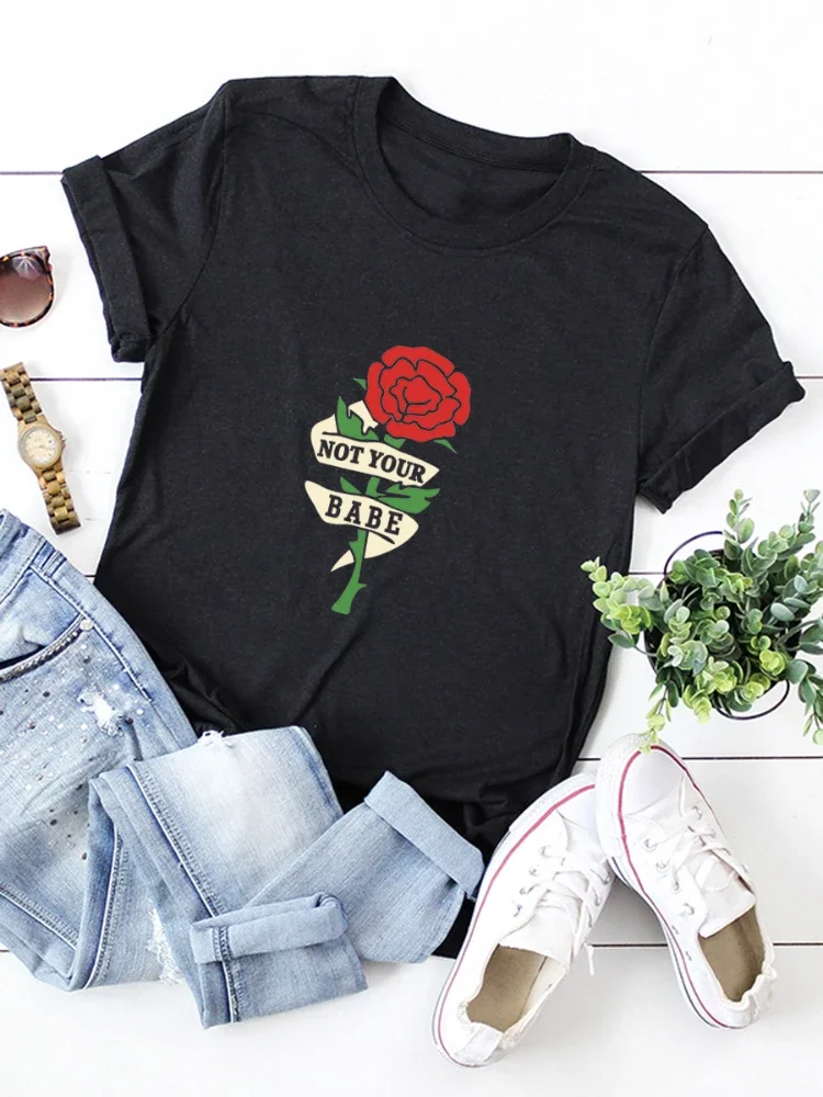Not Your Babe Rose Flower Print Women T Shirt Short Sleeve O Neck Loose Women Tshirt Ladies Tee Shirt Tops Camisetas Mujer
Not Your Babe Rose Flower Print Women T Shirt Short Sleeve O Neck Loose Women Tshirt Ladies Tee Shirt Tops Camisetas Mujer