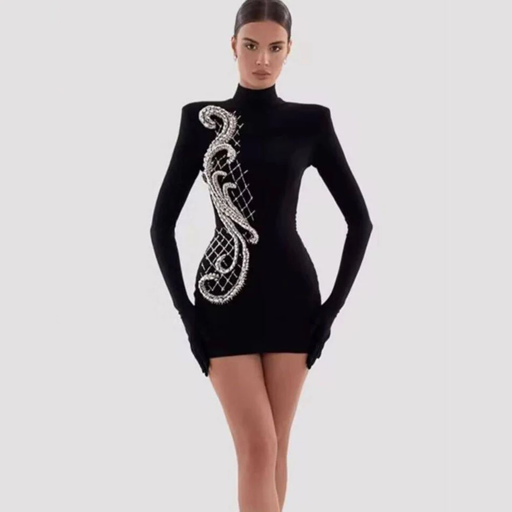 2025 New Arrival Women Beading Bandage Dress Long Sleeve Bodycon Colthes Celebrity Party Celebrity Mini Dresses
2025 New Arrival Women Beading Bandage Dress Long Sleeve Bodycon Colthes Celebrity Party Celebrity Mini Dresses