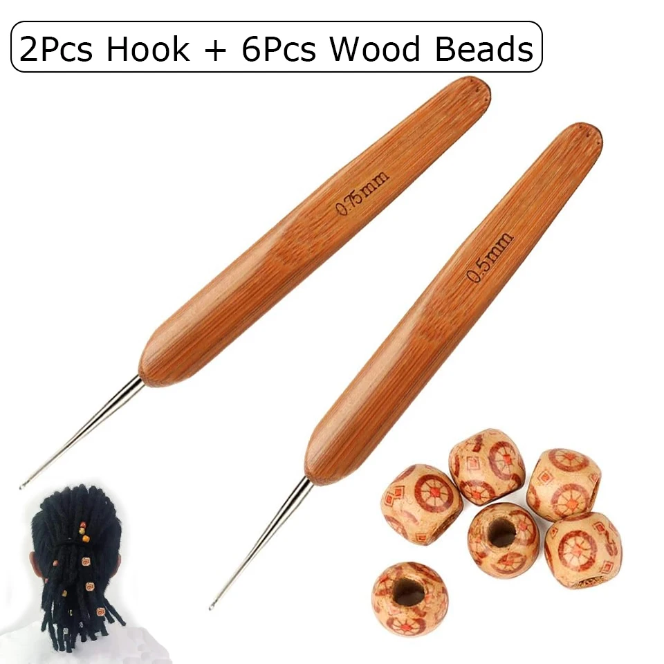 Zxiixz 2pcs (0.5mm + 0.75mm) Dreadlock Crochet Hook with 6pcs Wood Beads Dreads Braiding Hair Portable Dreadlocks Tool for Braid
Zxiixz 2pcs (0.5mm + 0.75mm) Dreadlock Crochet Hook with 6pcs Wood Beads Dreads Braiding Hair Portable Dreadlocks Tool for Braid