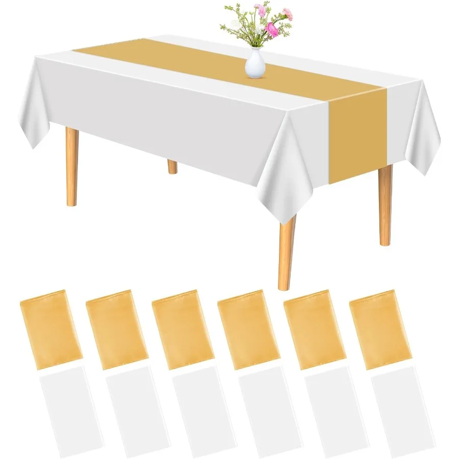 Набор из 6 пластиковых скатерти и атласных скатерти, белая прямоугольная крышка стола, золотая дорожка для свадьбы, дня рождения, Рождества, барабана
Набор из 6 пластиковых скатерти и атласных скатерти, белая прямоугольная крышка стола, золотая дорожка для свадьбы, дня рождения, Рождества, барабана