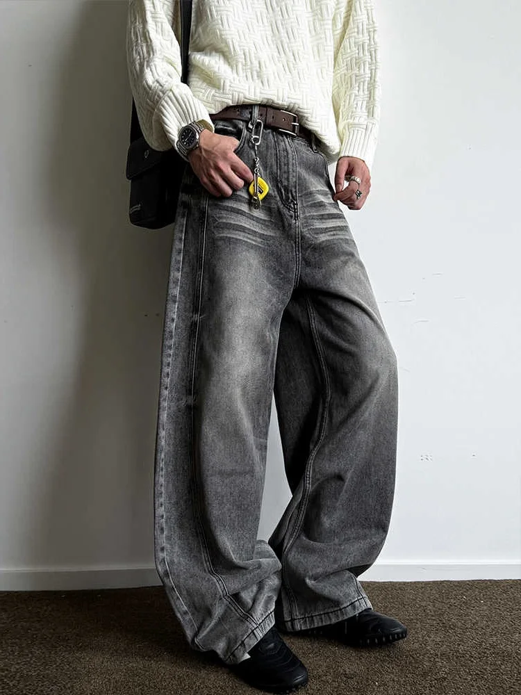 Retro American Washed Smoke Grey Knife Jeans Men Spring Autumn Loose A-Line Wide Leg Long Trousers Trendy
Retro American Washed Smoke Grey Knife Jeans Men Spring Autumn Loose A-Line Wide Leg Long Trousers Trendy