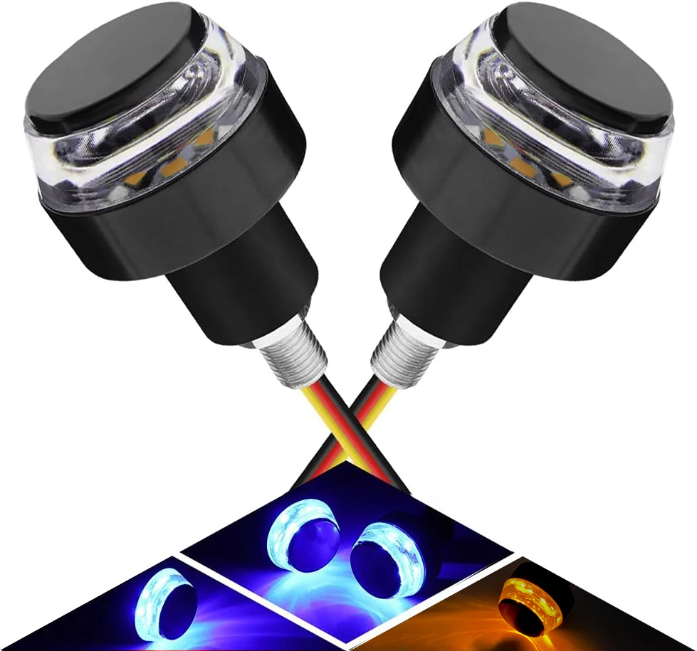 2pcs Motorcycle Turn Signal Lights Yellow+Red、Blue、LED Handle bar End Blinker for 22mm Double Colors LED Side Marker Lamp.
2pcs Motorcycle Turn Signal Lights Yellow+Red、Blue、LED Handle bar End Blinker for 22mm Double Colors LED Side Marker Lamp.