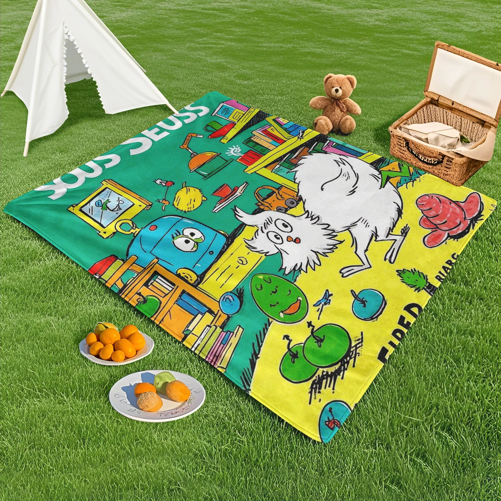 Green Eggs And Ham Inspired Outdoor Blanket With Chicken Print For Cozy Room Decor And Bookshelf Accent
Green Eggs And Ham Inspired Outdoor Blanket With Chicken Print For Cozy Room Decor And Bookshelf Accent