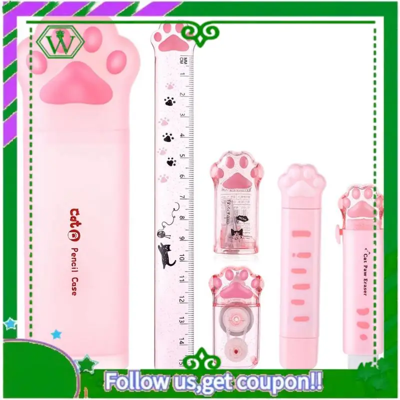 Reliable-Cute Cat Paw Stationery Set, 6 Pcs Kawaii Cat Stationary Kit Pencil Sharpener Retractable Eraser Correction Tape Ruler
Reliable-Cute Cat Paw Stationery Set, 6 Pcs Kawaii Cat Stationary Kit Pencil Sharpener Retractable Eraser Correction Tape Ruler
