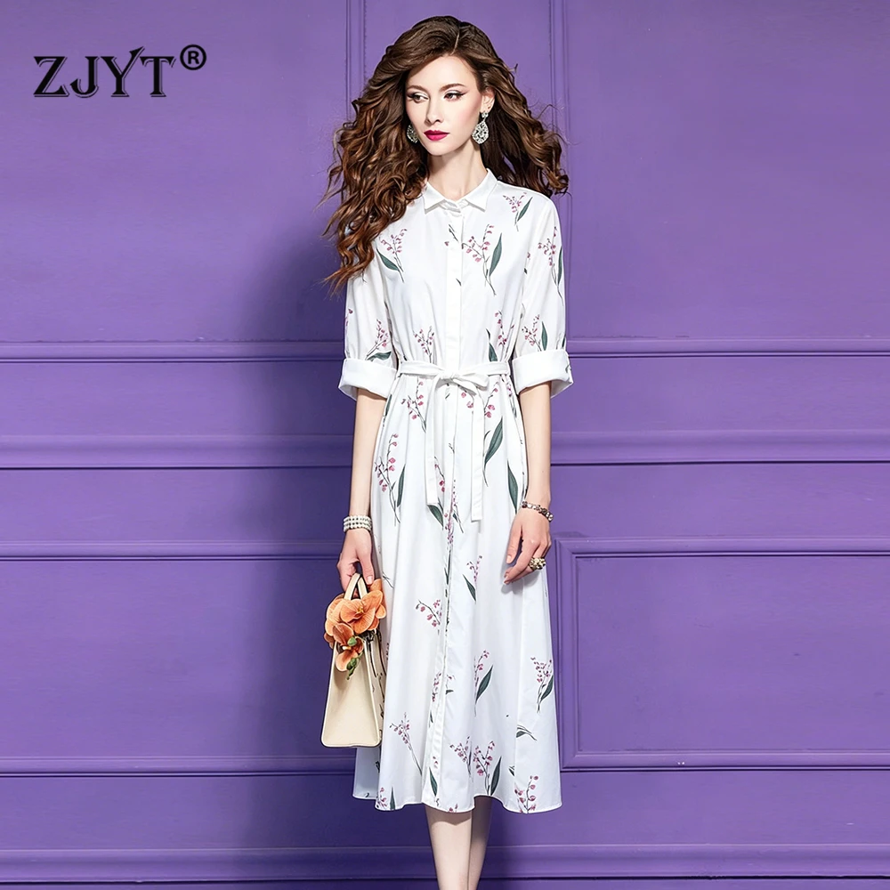 ZJYT Summer New Women's Casual Dress 100% Cotton Floral Print White Single Breasted Midi Holiday Dresses 2026 Runway Fashion
ZJYT Summer New Women's Casual Dress 100% Cotton Floral Print White Single Breasted Midi Holiday Dresses 2026 Runway Fashion