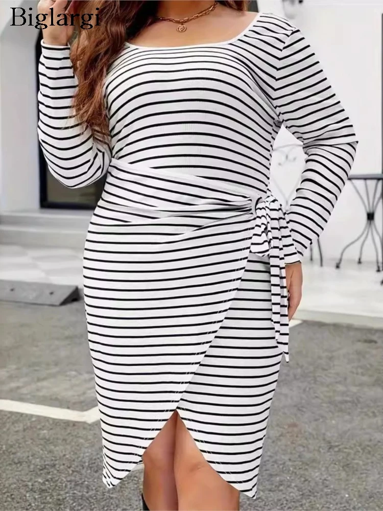 Plus Size Spring Summer Striped Print Dress Women Irregular Split Pleated Fashion Long Sleeve Ladies Dresses Casual Woman Dress
Plus Size Spring Summer Striped Print Dress Women Irregular Split Pleated Fashion Long Sleeve Ladies Dresses Casual Woman Dress