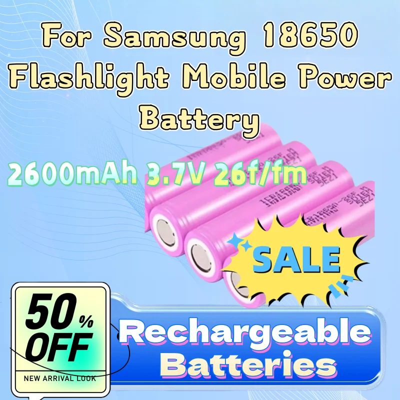 Аккумулятор для фонарика и внешнего аккумулятора Samsung 18650, класс А, высокой емкости, 2600 мАч, 3.7В, 26F/FM, перезаряжаемый
Аккумулятор для фонарика и внешнего аккумулятора Samsung 18650, класс А, высокой емкости, 2600 мАч, 3.7В, 26F/FM, перезаряжаемый