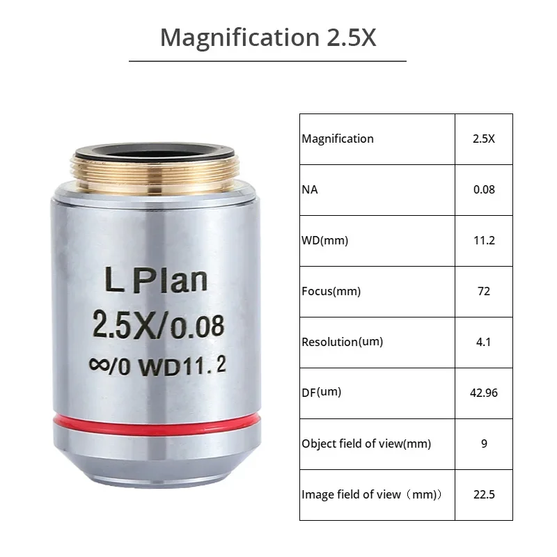 Metallurgical Long Working Distance Infinity Objective Lenses 2.5X 5X 10X 20X 50X - Compatible with Olympus Microscopes
Metallurgical Long Working Distance Infinity Objective Lenses 2.5X 5X 10X 20X 50X - Compatible with Olympus Microscopes