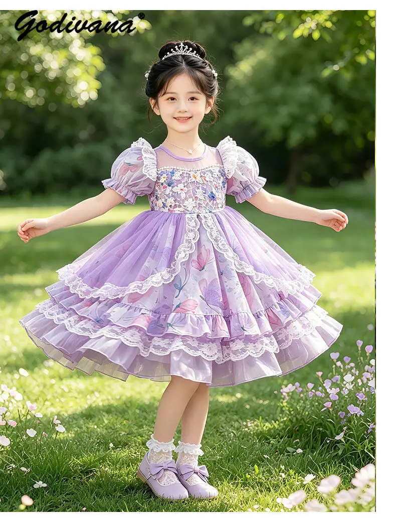 Girls 2026 New Summer High End Fashion Floral Print Princess Lolita Dress Kids Heavy Embroidery Puff Sleeve Lace Trim Tutu Dress
Girls 2026 New Summer High End Fashion Floral Print Princess Lolita Dress Kids Heavy Embroidery Puff Sleeve Lace Trim Tutu Dress