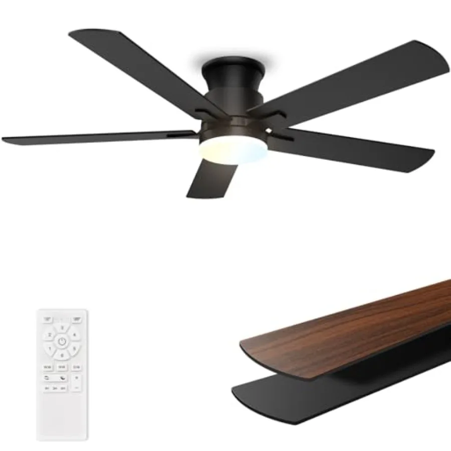 Ceiling Fans with Lights 52 Inch, Flush Mount, Remote Control, 3CCT Dimmable, 6 Speeds, Quiet Reversible DC Motor, Low Profile
Ceiling Fans with Lights 52 Inch, Flush Mount, Remote Control, 3CCT Dimmable, 6 Speeds, Quiet Reversible DC Motor, Low Profile