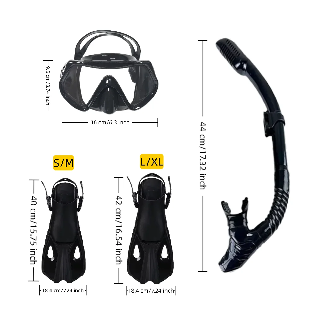 Mask Fin Snorkel Set Snorkel Gear for Adult Panoramic View Snorkel Mask Adjustable Dive Flipper Dry Top Snorkel and Travel Bag
Mask Fin Snorkel Set Snorkel Gear for Adult Panoramic View Snorkel Mask Adjustable Dive Flipper Dry Top Snorkel and Travel Bag