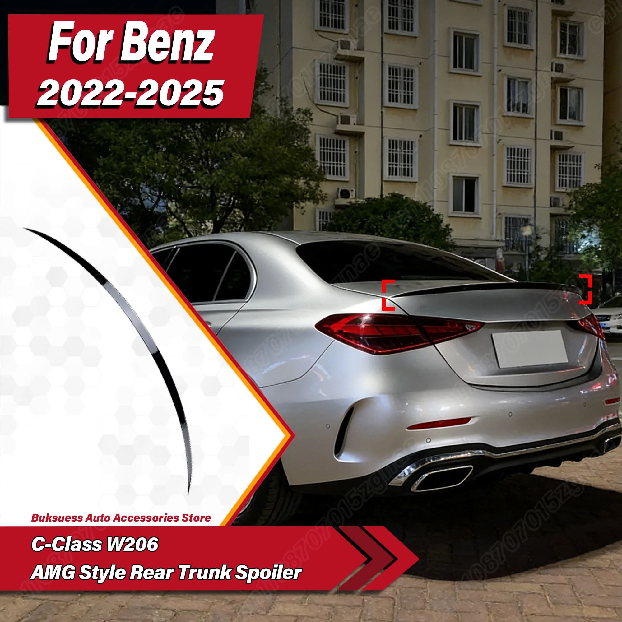 For Mercedes-Benz C-Class W206 C300 C43 C63 C200 2022 2023 2024 2025 Car ABS Splitter Wing AMG Style Rear Trunk Spoiler Body Kit
For Mercedes-Benz C-Class W206 C300 C43 C63 C200 2022 2023 2024 2025 Car ABS Splitter Wing AMG Style Rear Trunk Spoiler Body Kit