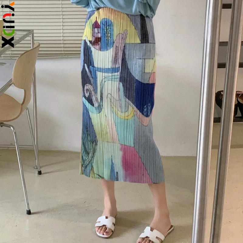 YUDX Miyake Pleated Painting Women's Half Skirt Medium Long Skirt Elastic Waist Split High Quality Slim Skirt 2023 Autumn New
YUDX Miyake Pleated Painting Women's Half Skirt Medium Long Skirt Elastic Waist Split High Quality Slim Skirt 2023 Autumn New