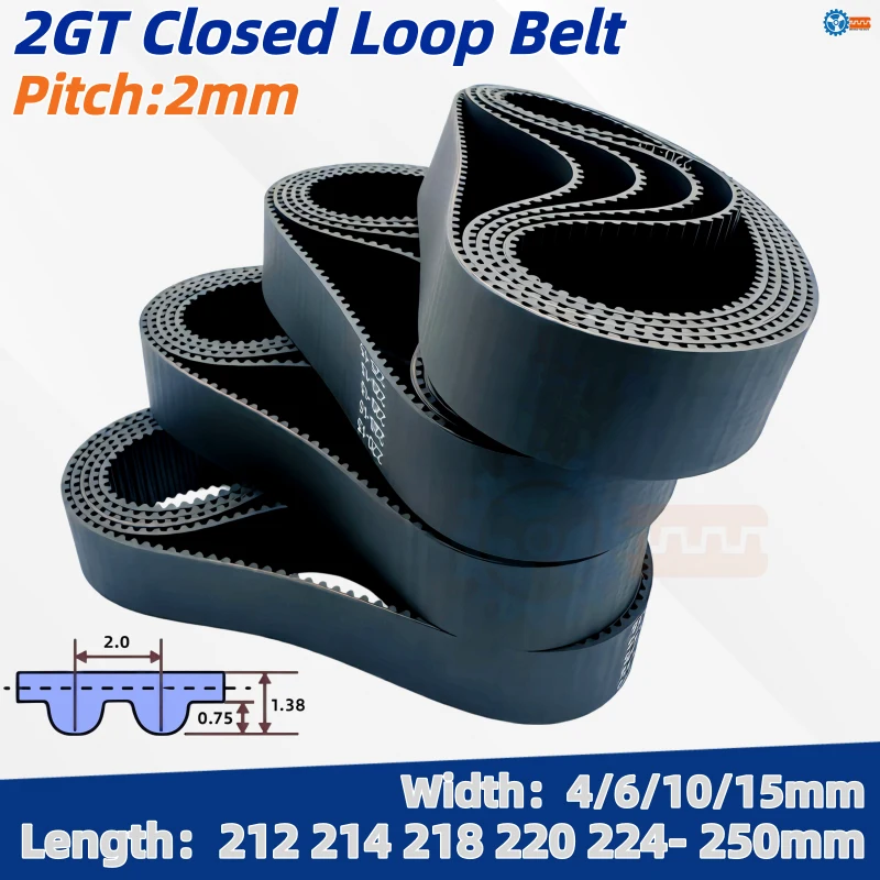 GT2 Closed Loop Rubber Timing Belt Pitch Length 212 214 218 220 224 226 230 236 240 244 250mm Width 4/6/10/15mm 2gt-212 2gt-240
GT2 Closed Loop Rubber Timing Belt Pitch Length 212 214 218 220 224 226 230 236 240 244 250mm Width 4/6/10/15mm 2gt-212 2gt-240