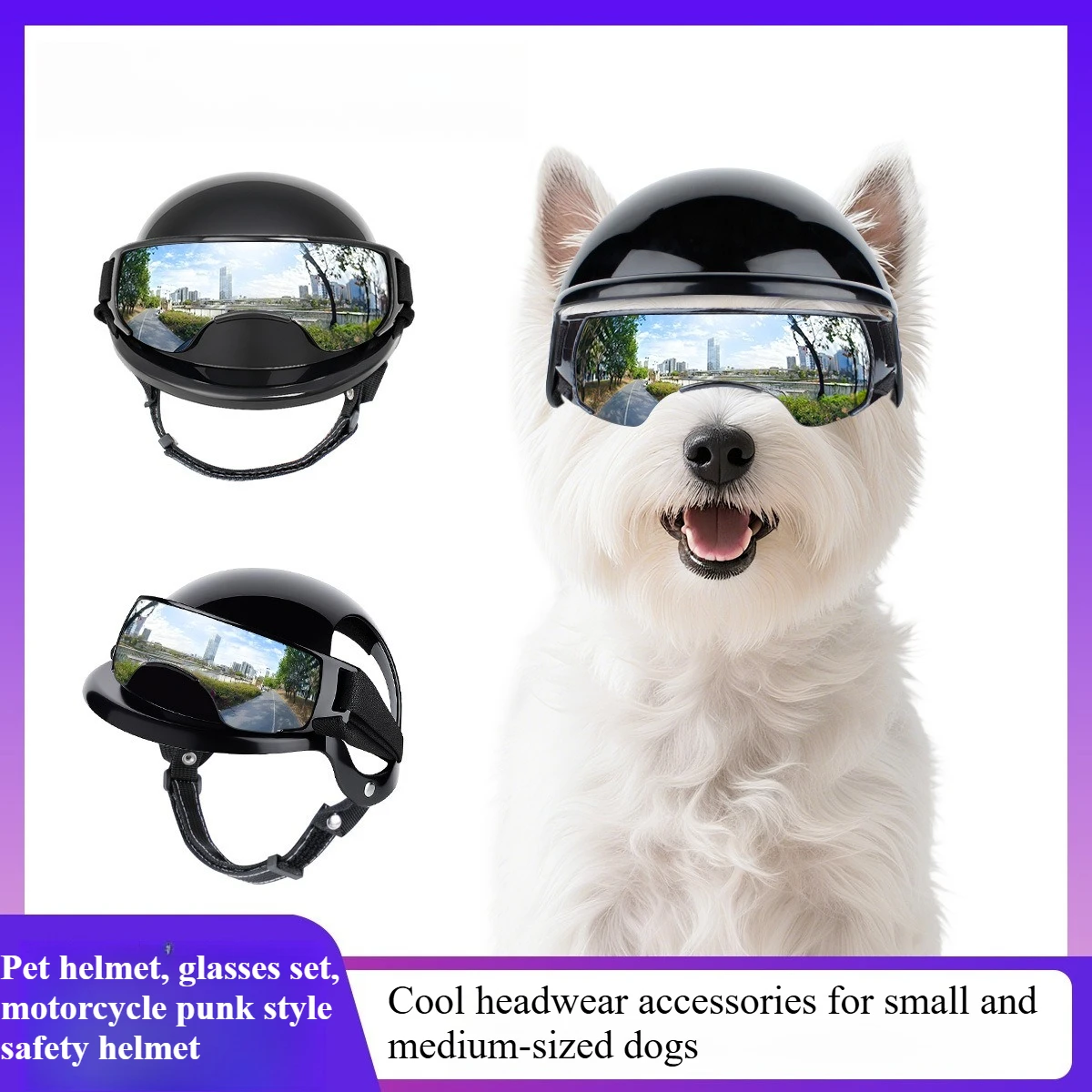 Pet Helmet Glasses Set Motorcycle Style Punk Safety Helmet Small and Medium-sized Dog Cool Headwear Accessories Dog Supplies
Pet Helmet Glasses Set Motorcycle Style Punk Safety Helmet Small and Medium-sized Dog Cool Headwear Accessories Dog Supplies