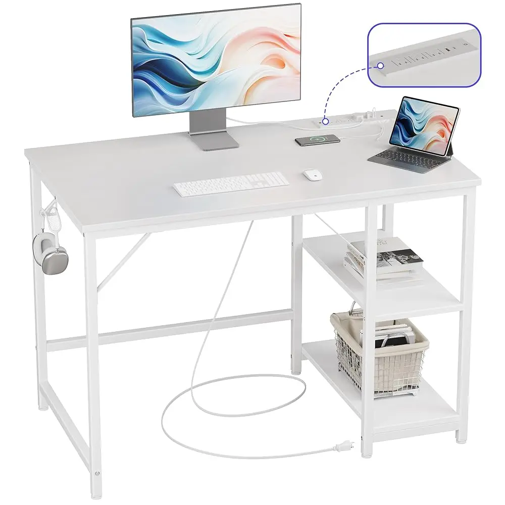 40 X 24 H Small Gaming Computer Desk With Usb & Type-C Outlet, Home Office Desk With Storage Shelves For Bedroom, Modern Simple
40 X 24 H Small Gaming Computer Desk With Usb & Type-C Outlet, Home Office Desk With Storage Shelves For Bedroom, Modern Simple