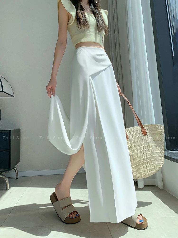 Ice Silk Asymmetrical Slit Skirt Women's Summerhigh Waistslimming Looka-line Suit Mid-length Skirt Large Swing Skirt
Ice Silk Asymmetrical Slit Skirt Women's Summerhigh Waistslimming Looka-line Suit Mid-length Skirt Large Swing Skirt