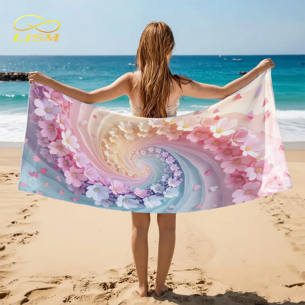 LISM Cherry Blossom Print Beach Shawl: Pastel Floral Spiral Design, Ultra-Soft & Lightweight, Ideal for Beach Towel
LISM Cherry Blossom Print Beach Shawl: Pastel Floral Spiral Design, Ultra-Soft & Lightweight, Ideal for Beach Towel