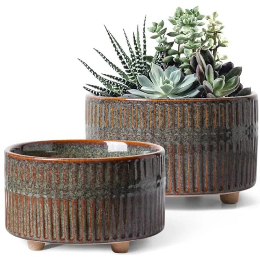 Succulent Pots, 6.5+8 Inch Ceramic Pots for Plants Indoor, Shallow Round Succulent Planters with Drainage Hole, Set of 2
Succulent Pots, 6.5+8 Inch Ceramic Pots for Plants Indoor, Shallow Round Succulent Planters with Drainage Hole, Set of 2