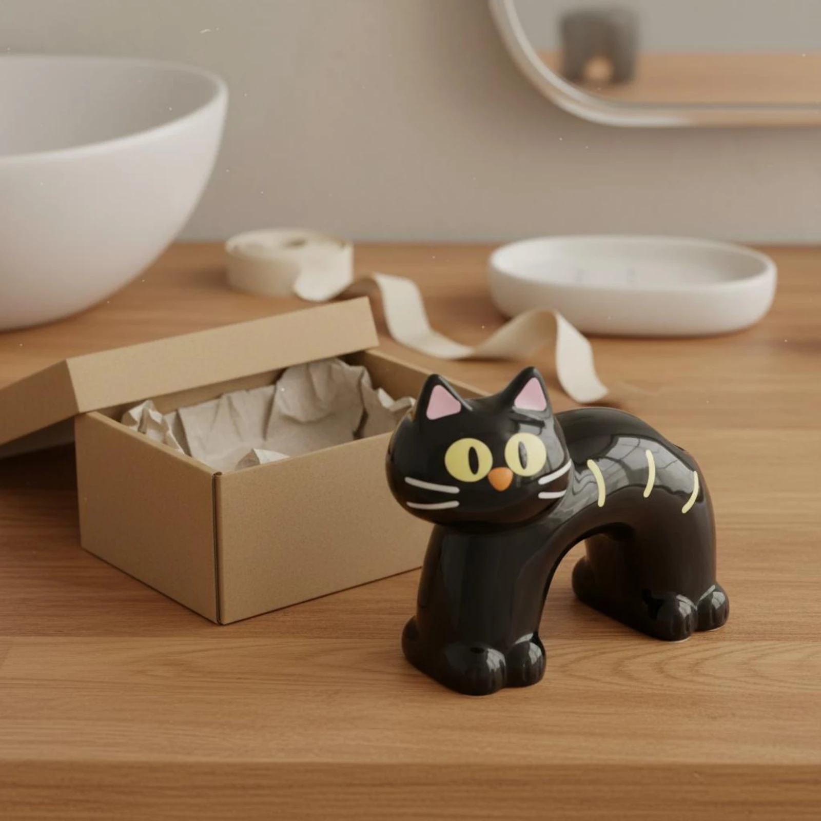 Feline-Shaped Toothbrush Holder Glossy Feline Toothbrush Holder Black hollowMouth
Feline-Shaped Toothbrush Holder Glossy Feline Toothbrush Holder Black hollowMouth