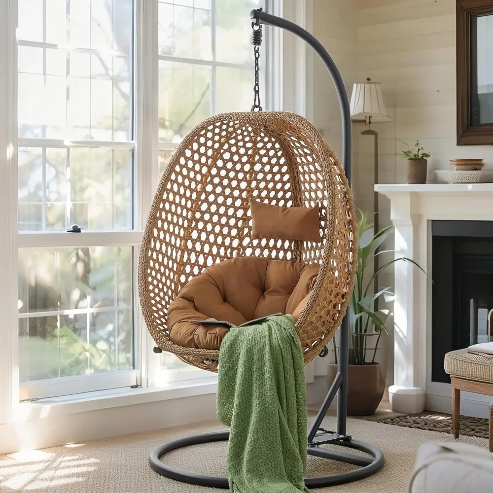 Egg Swing Chair Outdoor with Stand, Hanging Egg Rattan Basket Chair with Cushion and Pillow, Lounge Chairs, Foldable Basket and
Egg Swing Chair Outdoor with Stand, Hanging Egg Rattan Basket Chair with Cushion and Pillow, Lounge Chairs, Foldable Basket and