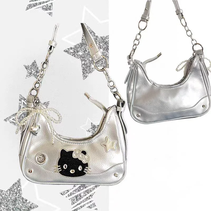 Sanrio Hello Kitty Niche Design Серебряная сумка на цепочке Корейская версия Модная трендовая сумка на плечо Sweet Spicy Y2k Girl Новая сумка подмышками
Sanrio Hello Kitty Niche Design Серебряная сумка на цепочке Корейская версия Модная трендовая сумка на плечо Sweet Spicy Y2k Girl Новая сумка подмышками