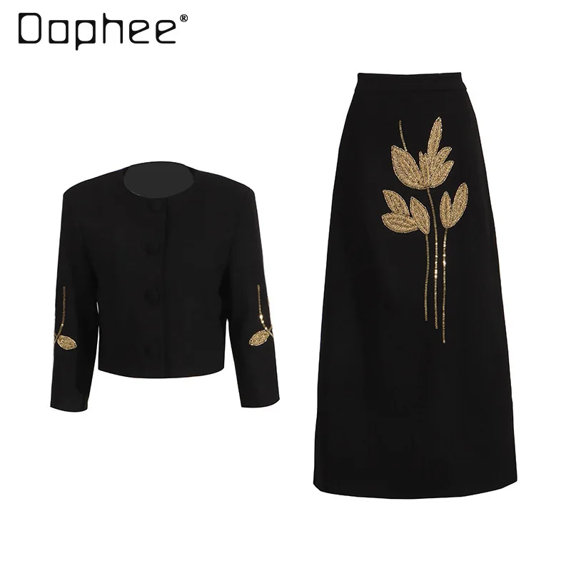 Элегантный светский костюм во французском стиле, короткий топ с круглым вырезом и круглой вышивкой в виде цветов + юбка с высокой талией, комплект из двух предметов для женщин
Элегантный светский костюм во французском стиле, короткий топ с круглым вырезом и круглой вышивкой в виде цветов + юбка с высокой талией, комплект из двух предметов для женщин