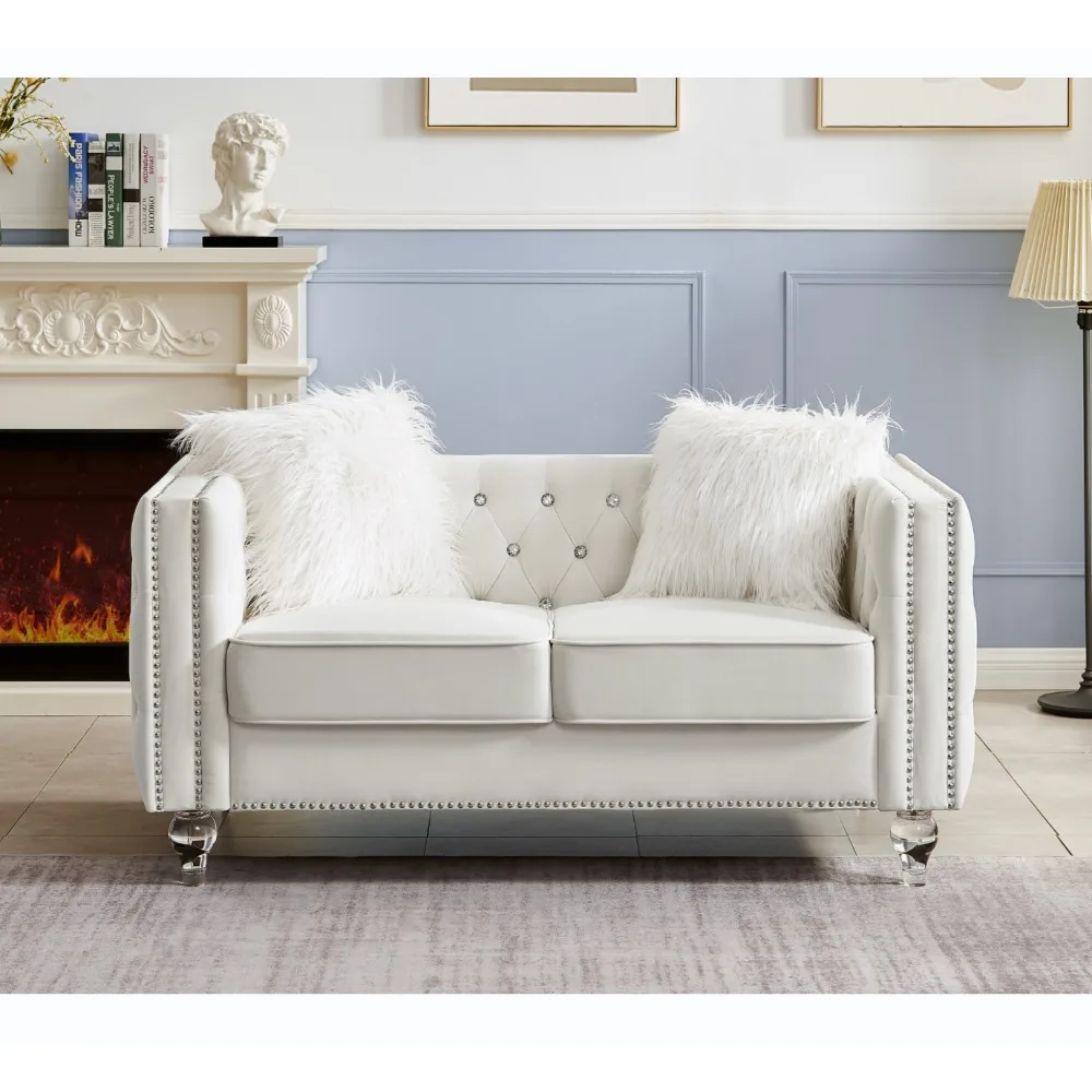 Beige, Two-seater Sofa, Crystal Buckle Upholstery Sofa, Crystal Feet, Removable Cushion, Two Plush Pillow, Living Room Sofas
Beige, Two-seater Sofa, Crystal Buckle Upholstery Sofa, Crystal Feet, Removable Cushion, Two Plush Pillow, Living Room Sofas