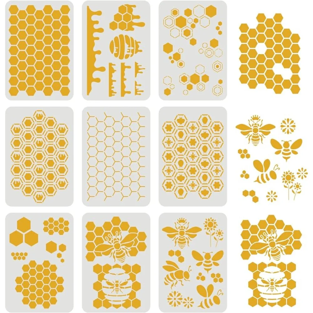 9 pcs Honeycomb Stencils Set 11.7x8.3inch Bee Stencils for Painting Reusable Honeycomb Pattern Template Rhombic Stencil
9 pcs Honeycomb Stencils Set 11.7x8.3inch Bee Stencils for Painting Reusable Honeycomb Pattern Template Rhombic Stencil