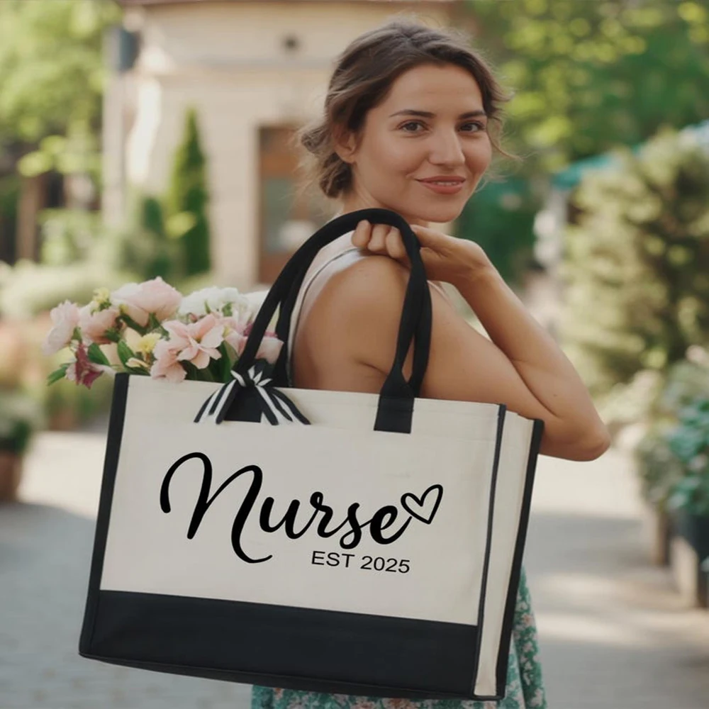 Personalized Nurse Tote Bag Est 2026 Custom Name Pattern Bag Durable Canvas Tote Nursing Graduation Gift Travel Shoulder Bag
Personalized Nurse Tote Bag Est 2026 Custom Name Pattern Bag Durable Canvas Tote Nursing Graduation Gift Travel Shoulder Bag
