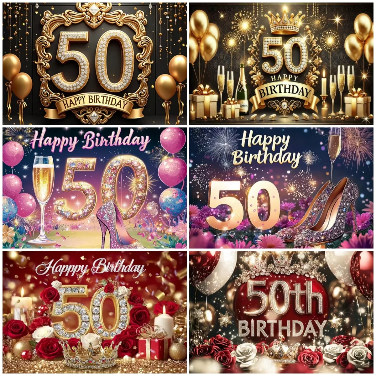 50th Anniversary Birthday Party Decoration Background Golden Champagne Design Photography Supplies Elegant Crown Backdrops Props
50th Anniversary Birthday Party Decoration Background Golden Champagne Design Photography Supplies Elegant Crown Backdrops Props