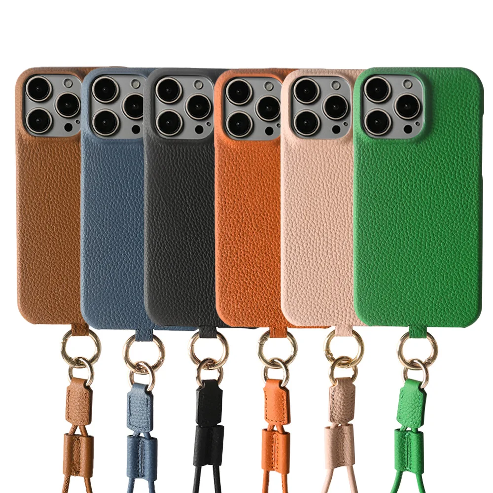Solid Color Lichee Pattern Genuine Leather Phone Case For iPhone 16 Pro Max 15Pro 14 Plus 13 With Detachable Long Shoulder Strap
Solid Color Lichee Pattern Genuine Leather Phone Case For iPhone 16 Pro Max 15Pro 14 Plus 13 With Detachable Long Shoulder Strap