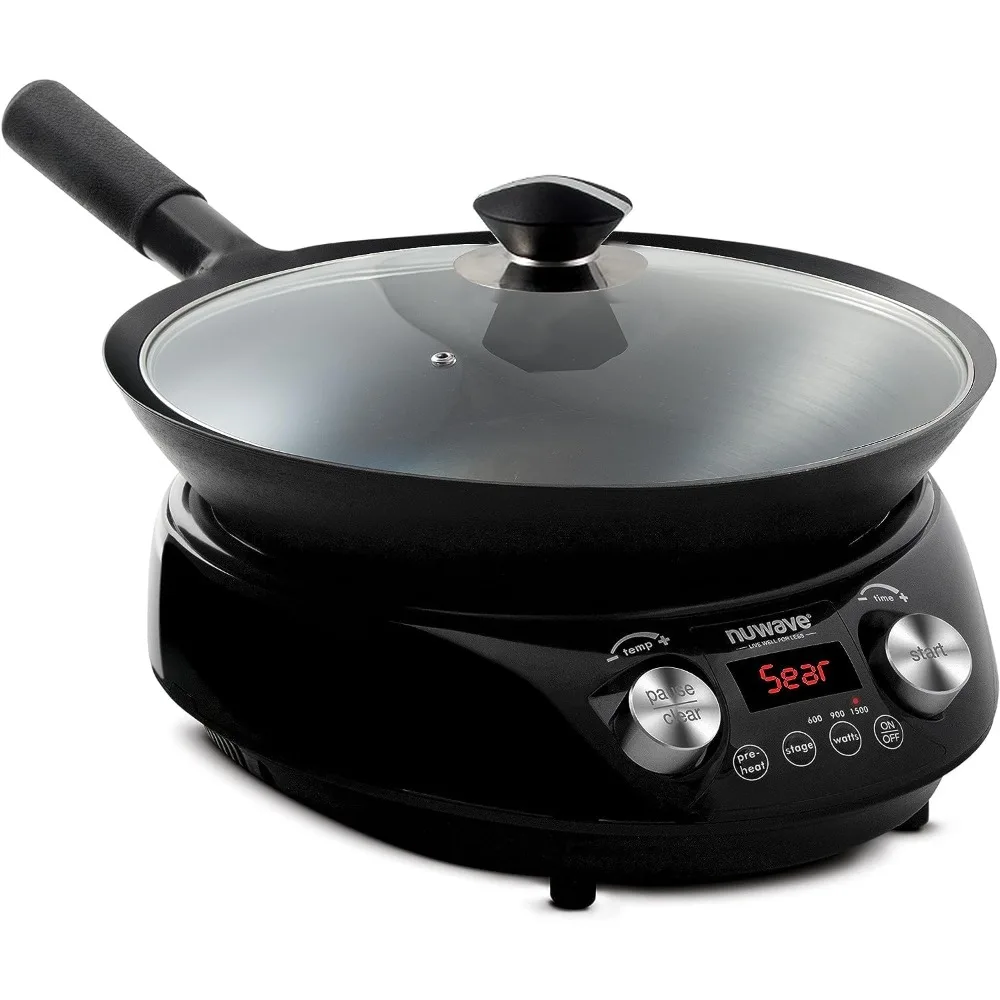 Nuwave Induction Wok with Adjustable Power Levels 600W, 900W, 1500W and Accurate Temperature Settings from 100°F to 575°F for En
Nuwave Induction Wok with Adjustable Power Levels 600W, 900W, 1500W and Accurate Temperature Settings from 100°F to 575°F for En