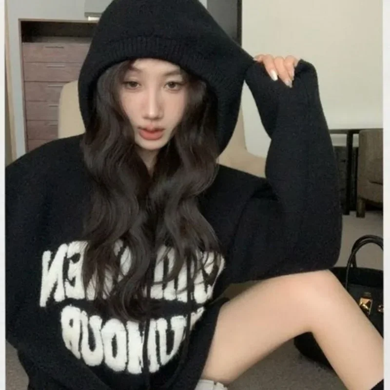 Loose Fit Knitted Top for Autumn Winter Comfortable Leisure Style Women's Casual Hooded Letter Embroidery Sweater Versatile
Loose Fit Knitted Top for Autumn Winter Comfortable Leisure Style Women's Casual Hooded Letter Embroidery Sweater Versatile
