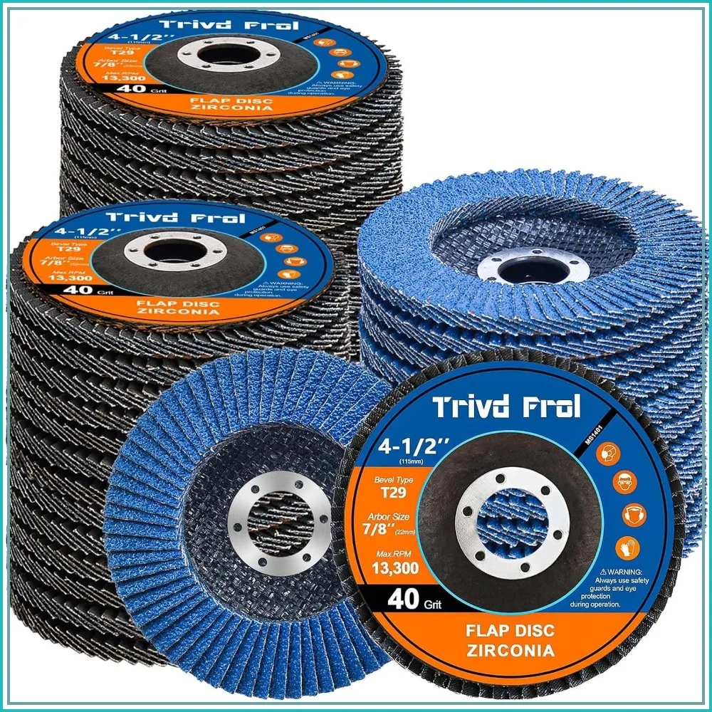 4 1/2" Flap Discs 40 Grit T29 Zirconia Angle Grinder Wheel, 7/8" Arbor, 40-Pack for Metal Wood Stainless Steel
4 1/2" Flap Discs 40 Grit T29 Zirconia Angle Grinder Wheel, 7/8" Arbor, 40-Pack for Metal Wood Stainless Steel