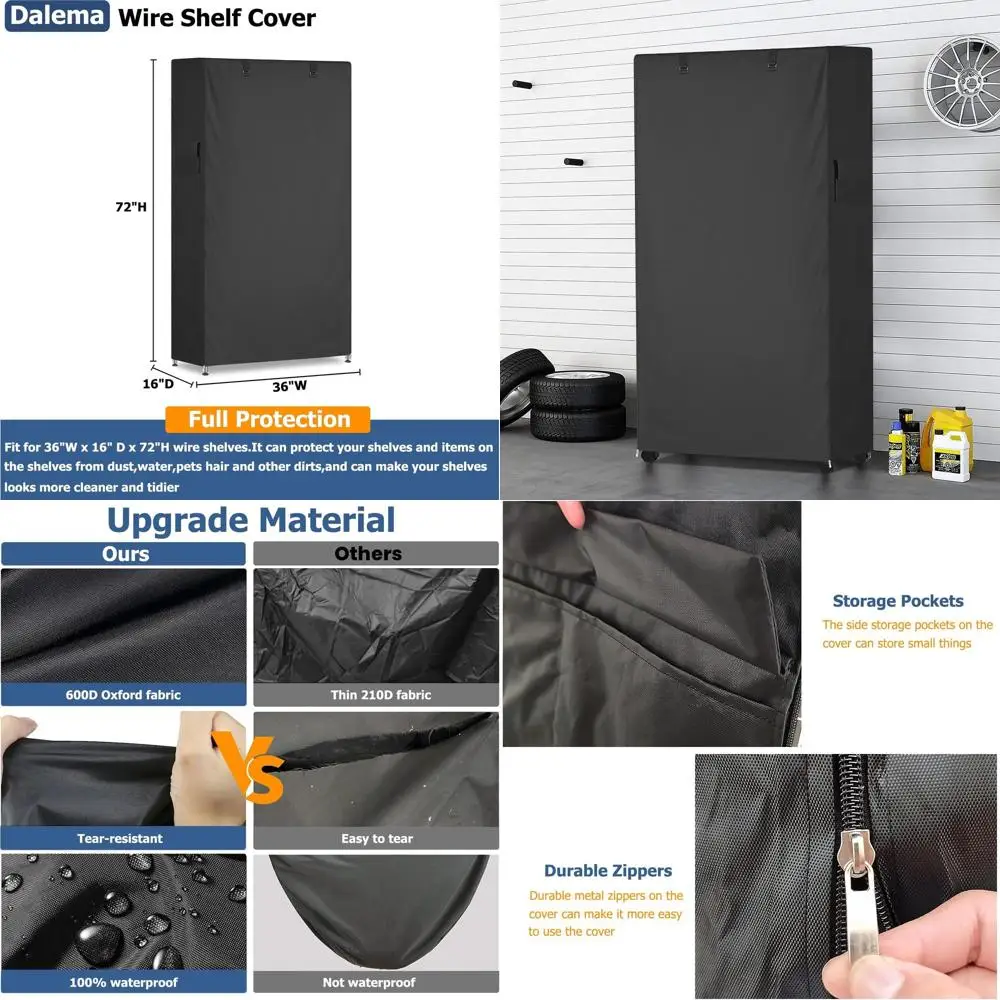 Heavy-Duty 600D Outdoor Storage Cover for 36W x 16D x 72H Wire Shelves with Zippered Enclosure
Heavy-Duty 600D Outdoor Storage Cover for 36W x 16D x 72H Wire Shelves with Zippered Enclosure