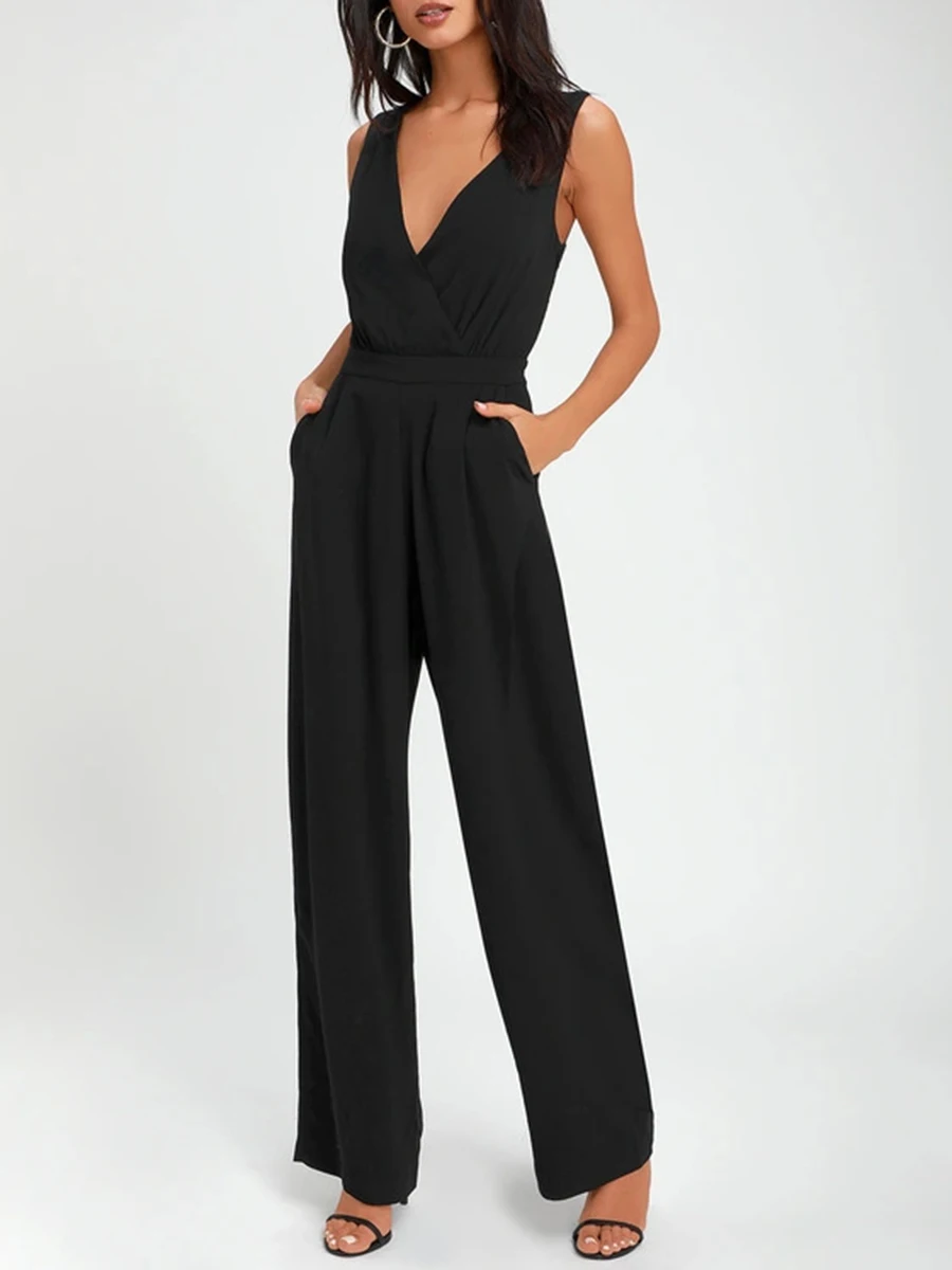 New Women Sleeveless V Neck Jumpsuit Lace Patch Wide Leg Pants Jumpsuit with Pockets Summer Streetwear Clubwear
New Women Sleeveless V Neck Jumpsuit Lace Patch Wide Leg Pants Jumpsuit with Pockets Summer Streetwear Clubwear