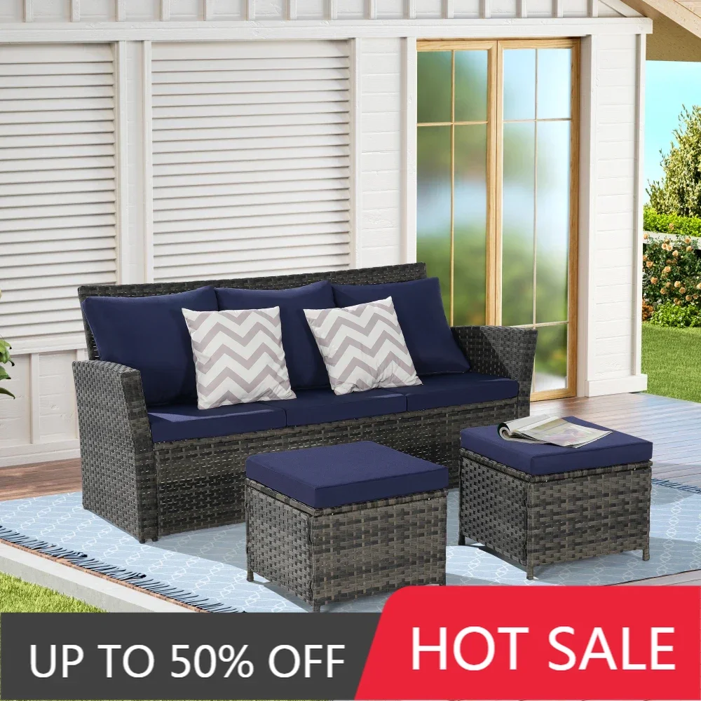 3 Pieces Patio Furniture Set-Outdoor Wicker Sectional Sofa with Ottomans,Backyards/Lawn/Porch/Poolside/Garden/Balcony, Dark Blue
3 Pieces Patio Furniture Set-Outdoor Wicker Sectional Sofa with Ottomans,Backyards/Lawn/Porch/Poolside/Garden/Balcony, Dark Blue