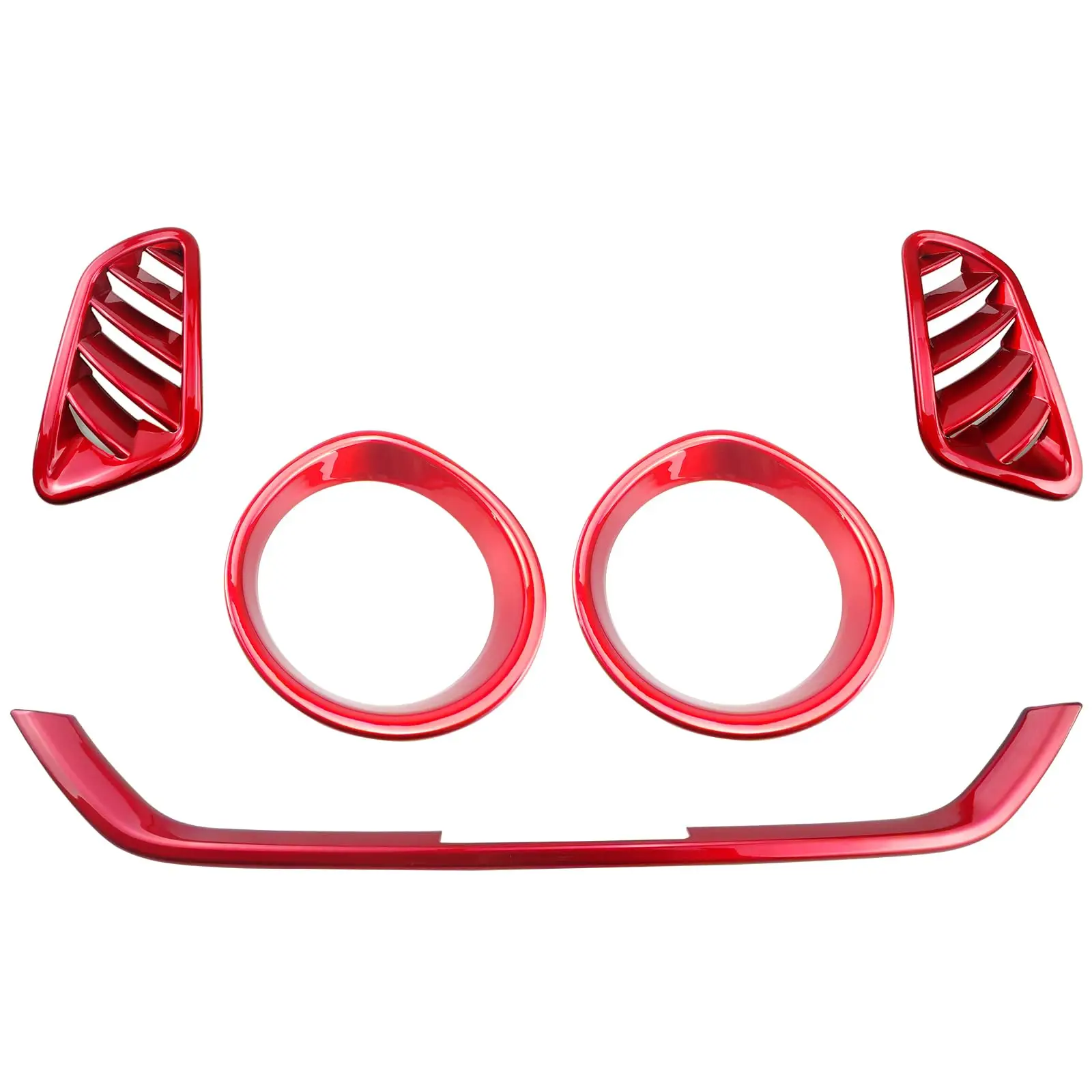 Red Interior AC Vent Trim Set: Left Right Outlet Grilles, Dual Circular Rings, Center Console Decor Frame
Red Interior AC Vent Trim Set: Left Right Outlet Grilles, Dual Circular Rings, Center Console Decor Frame