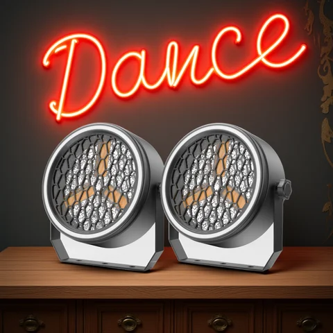 Yiflamefly 90W COB Retro Stage Lights With RGB Light Strip Gold Super Bright LED Par Light DMX Uplights For Events Wedding Party